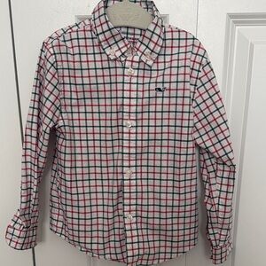 Vineyard Vines Kids Checkered Shirt - Red, Green and White